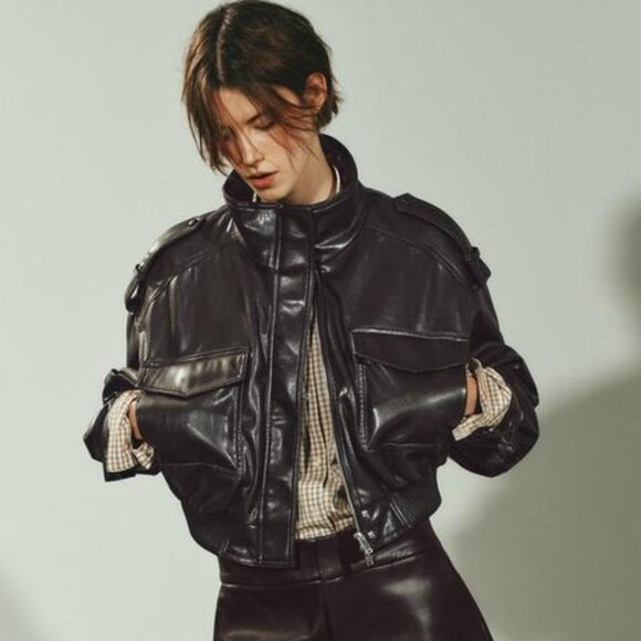 ZARA FAUX LEATHER CROPPED JACKET - Picture 3 of 12